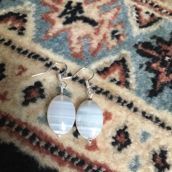 Sterling Silver Agate stone earrings - Picture 6 of 10